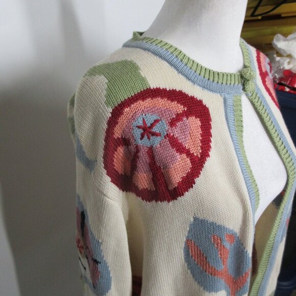 Anne Klein Women's Crochet Style Floral Cardigan Sweater Medium - Picture 4 of 7